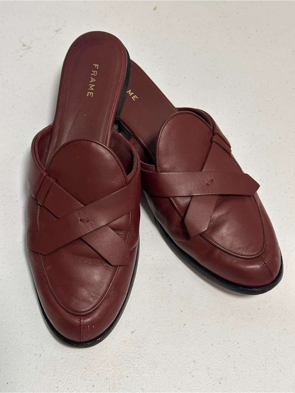 FRAME Le Willoughby Burgundy Leather Mule Loafers Women’s EU 40 1/2
